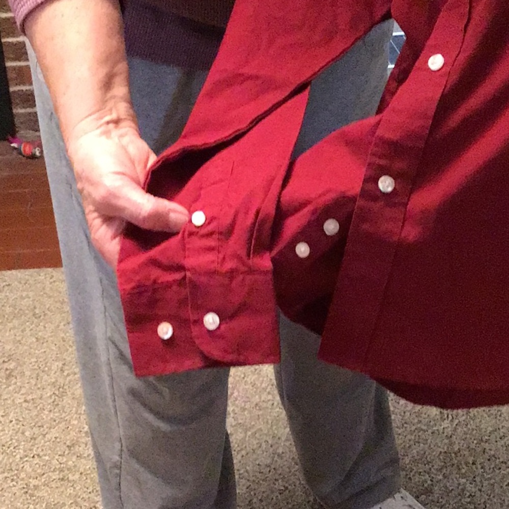 ARROW -boys button down shirt with breast pocket sz 12  dk red